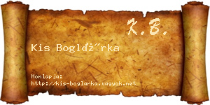 Kis Boglárka névjegykártya